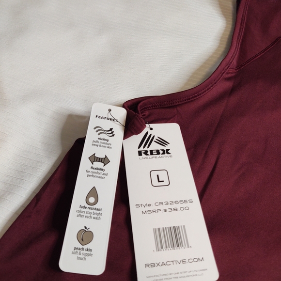 NWT RBX Crop Top Active Burgundy Red Tank Top Size Large - Picture 6 of 6